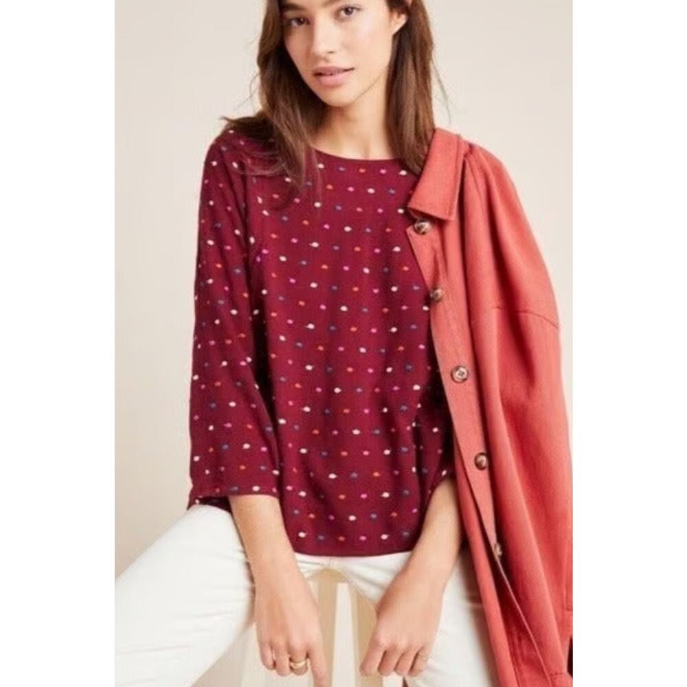 Anthropologie Maeve Multicolored Dottie Embroidered Blouse Size XS - Picture 1 of 10